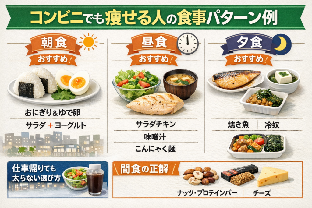 コンビニでも痩せる人の食事パターン例