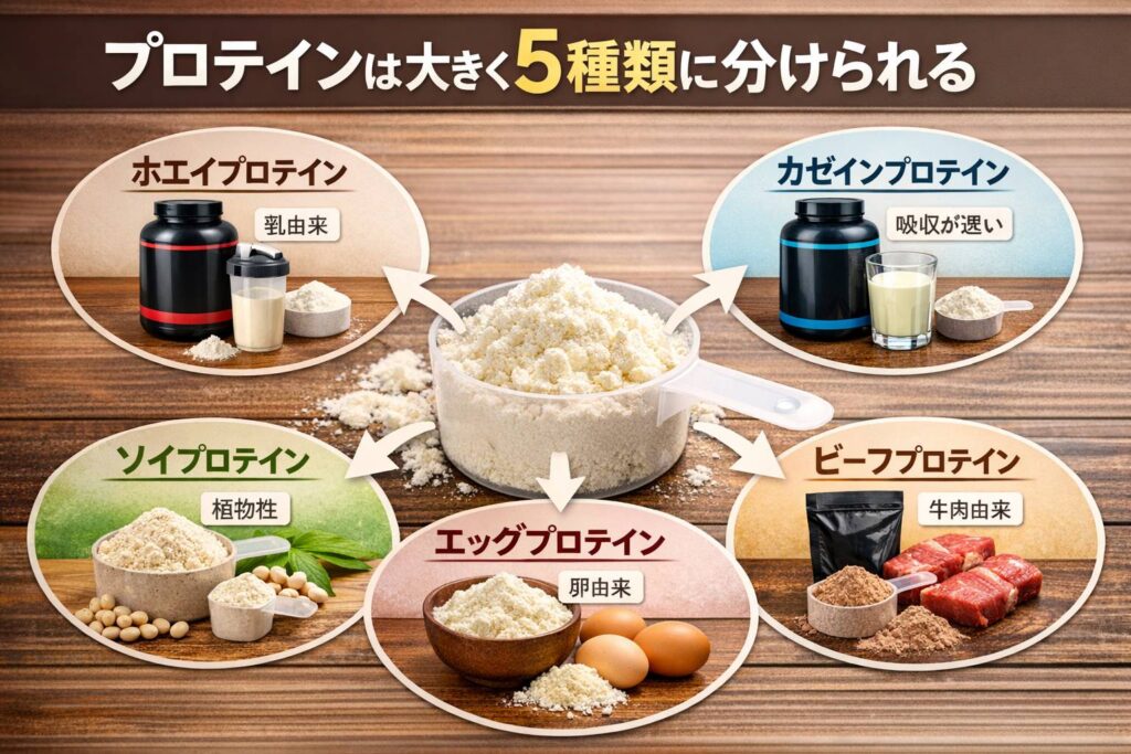 プロテインは大きく5種類に分けられる