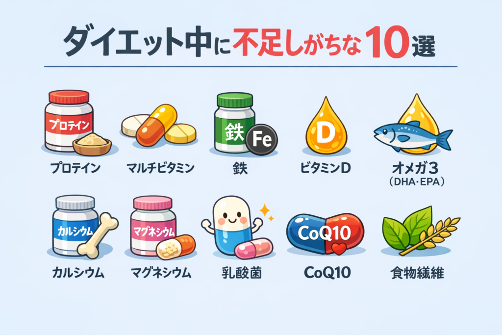 ダイエット中に不足しがちなサプリメント10選