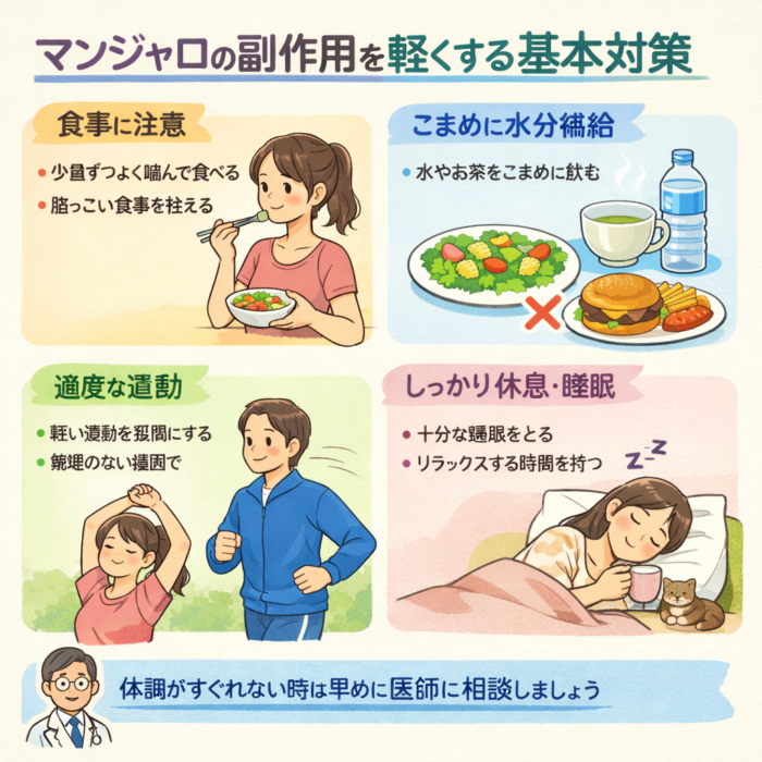 マンジャロの副作用を軽くする基本対策
