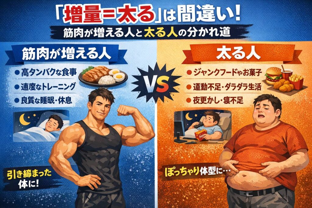 「増量＝太る」は間違い｜筋肉が増える人と太る人の分かれ道