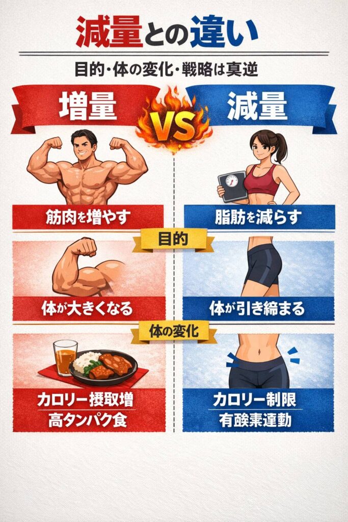 減量との違い｜目的・体の変化・戦略は真逆
