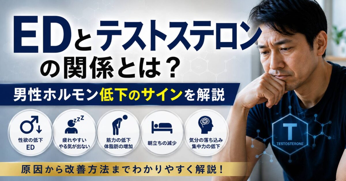 EDとテストステロンの関係とは？男性ホルモン低下のサインを解説