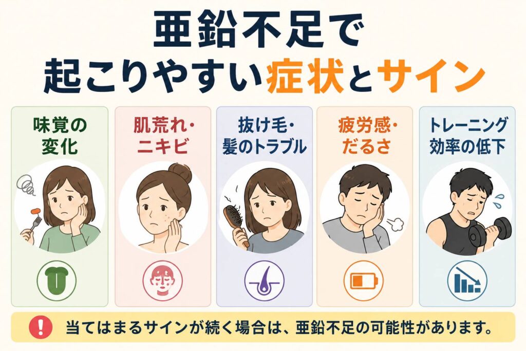 亜鉛不足で起こりやすい症状とサイン