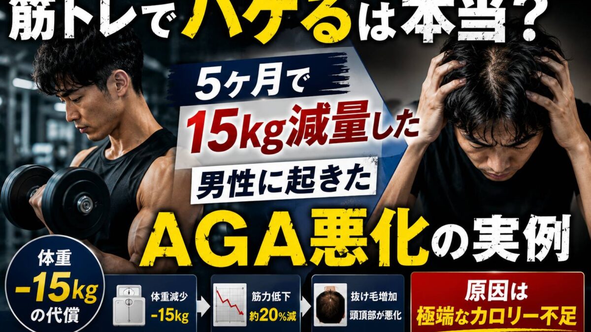 筋トレでハゲるは本当？5ヶ月で15kg減量した男性に起きたAGA悪化の実例