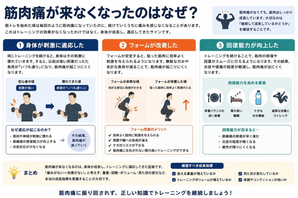 筋肉痛が来なくなったのはなぜ？.