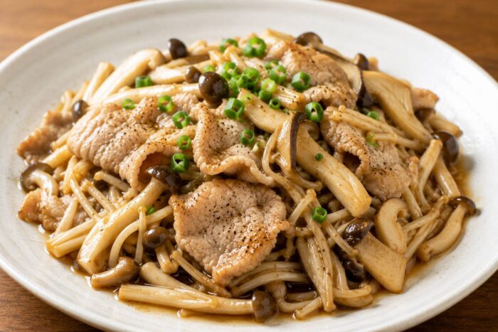 豚もも肉ときのこの和風炒め